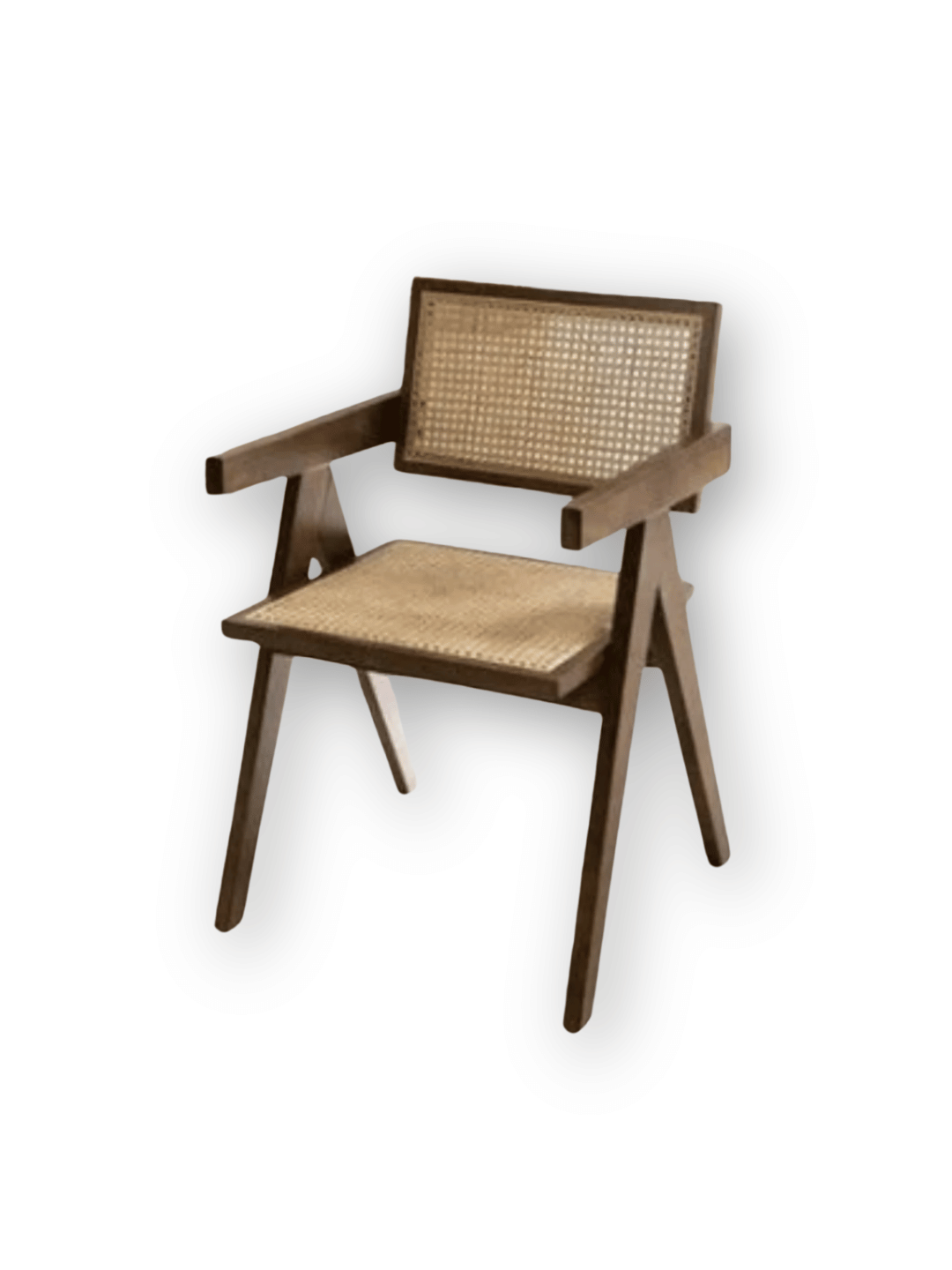 1) Stuhl Pierre Jeanneret Holz Rattan Kirsche  2) Stuhl Pierre Jeanneret Holz Rattan Walnuss  3) Stuhl Pierre Jeanneret Holz Rattan Schwarz  4) Stuhl Pierre Jeanneret Holz Rattan Dunkles Walnussholz