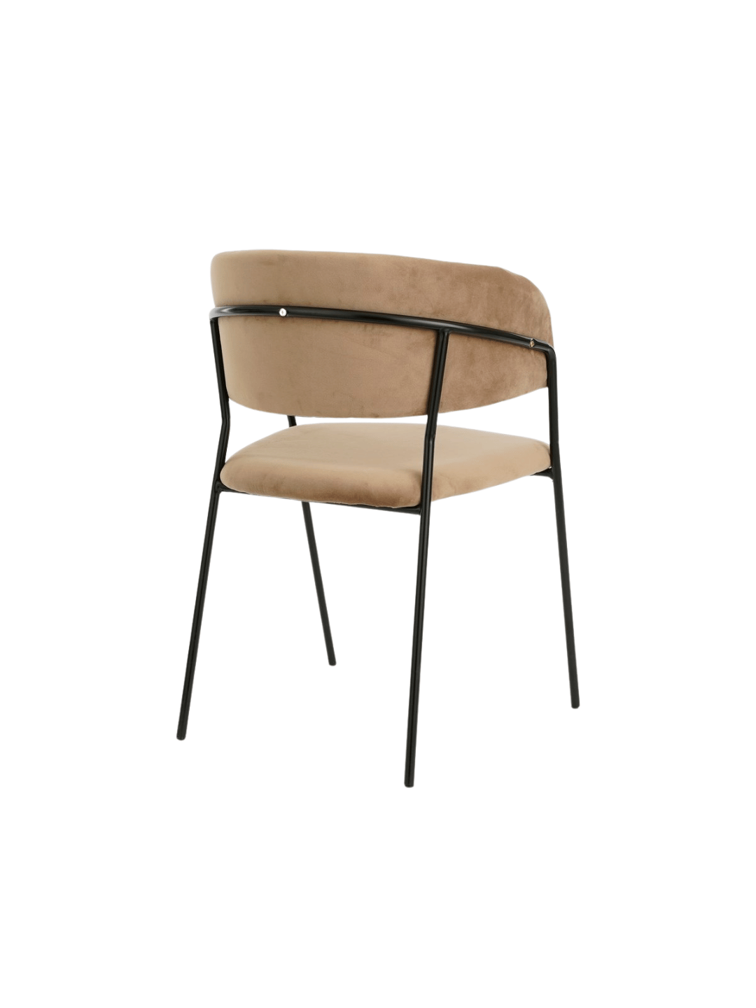 Esszimmerstuhl Beige Samt mit Schwarzem Metallgestell
