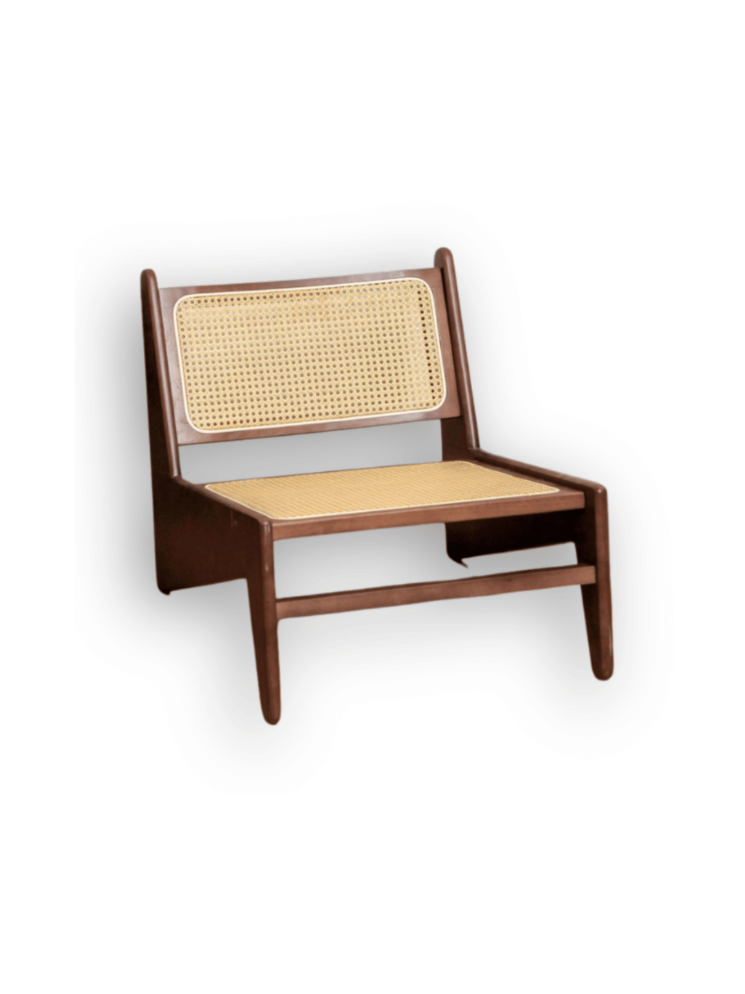 Designer-Sitz aus Rattan und Holz Fauteuil Känguru Japandi-Stil
