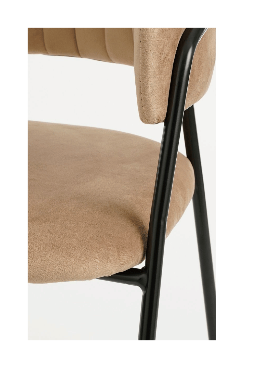 Esszimmerstuhl Beige Samt mit Schwarzem Metallgestell