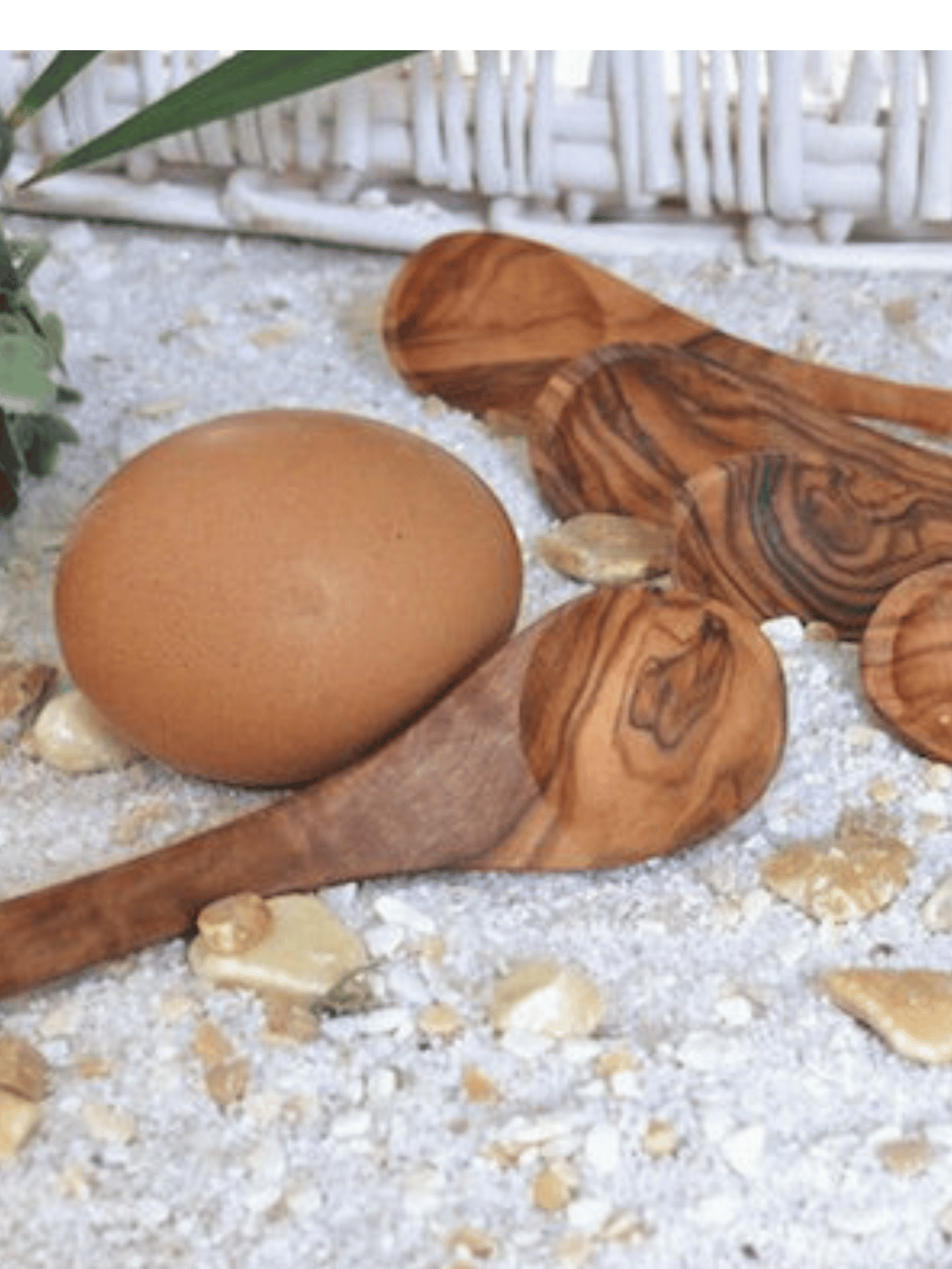 6er Set Eierlöffel aus Olivenholz Braun