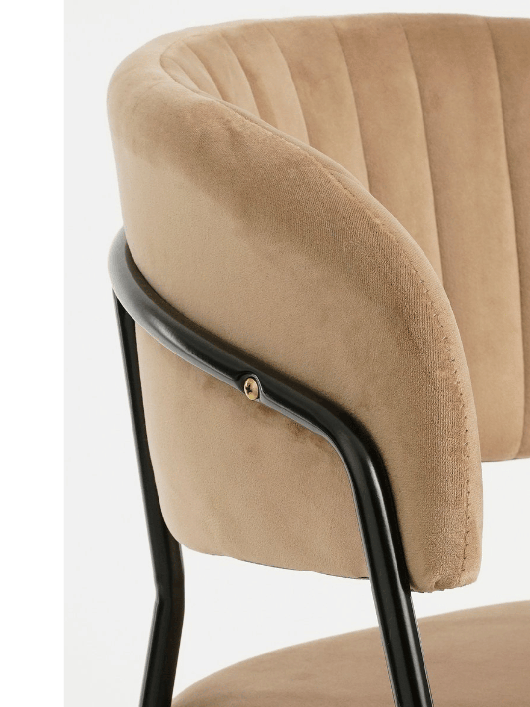 Esszimmerstuhl Beige Samt mit Schwarzem Metallgestell