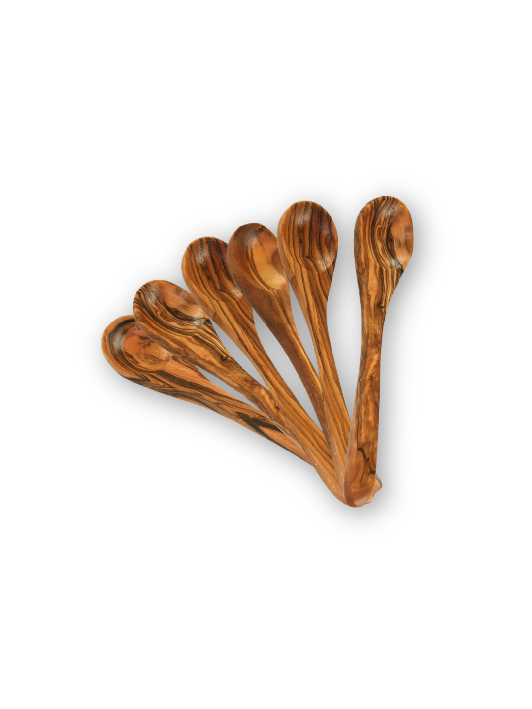 6er Set Eierlöffel aus Olivenholz Braun