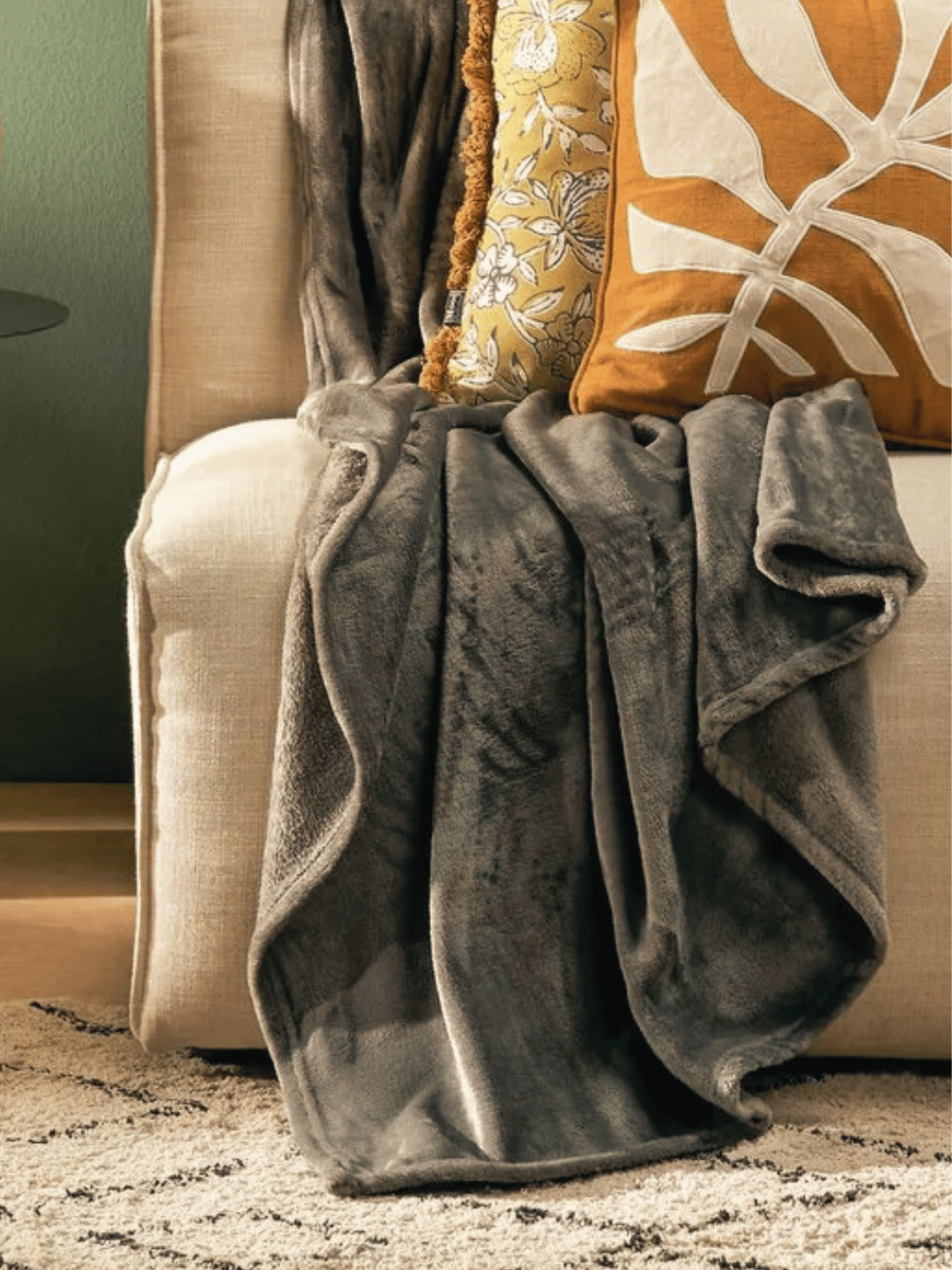 Famke Fleece-Plaid Anthrazit