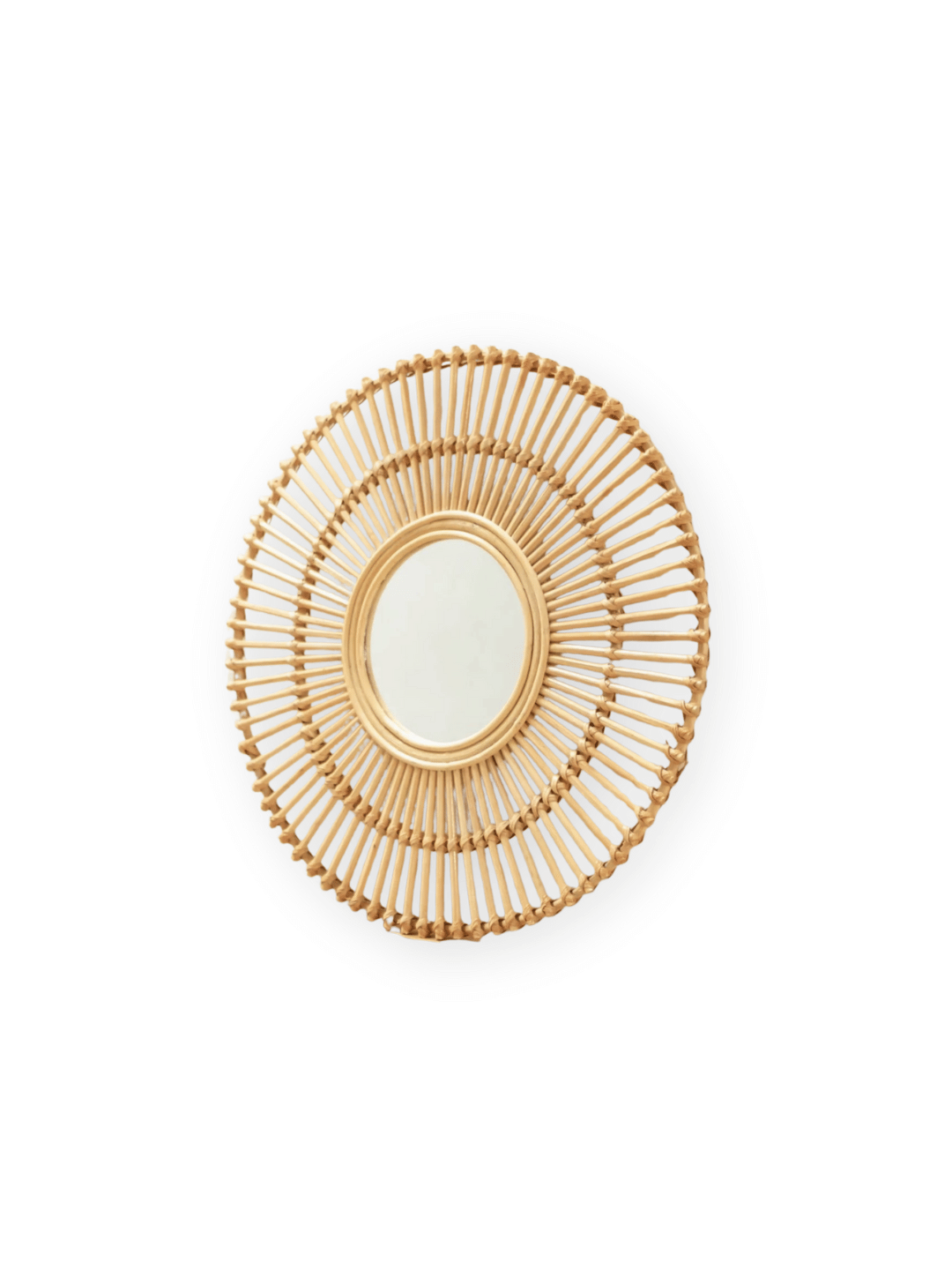 Handgefertigter Boho Wandspiegel BUMI Beige