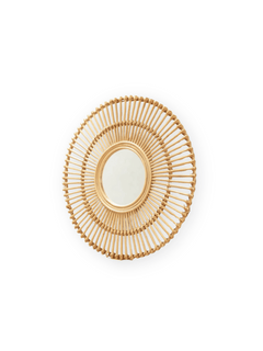Handgefertigter Boho Wandspiegel BUMI Beige