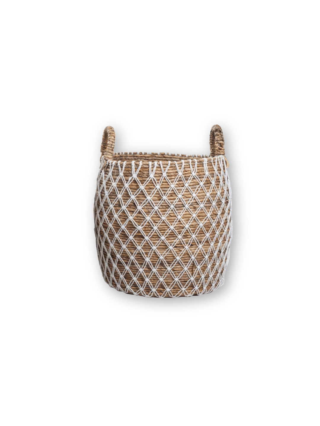 **Titel:** Wäschekorb Pflanzenkorb Aufbewahrungskorb KUBU aus Bananenfaser in Weiß und Beige