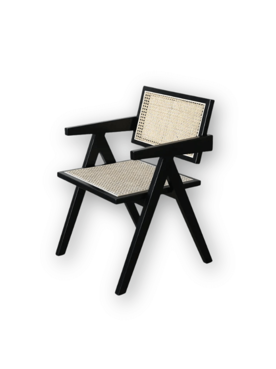 1) Stuhl Pierre Jeanneret Holz Rattan Kirsche  2) Stuhl Pierre Jeanneret Holz Rattan Walnuss  3) Stuhl Pierre Jeanneret Holz Rattan Schwarz  4) Stuhl Pierre Jeanneret Holz Rattan Dunkles Walnussholz